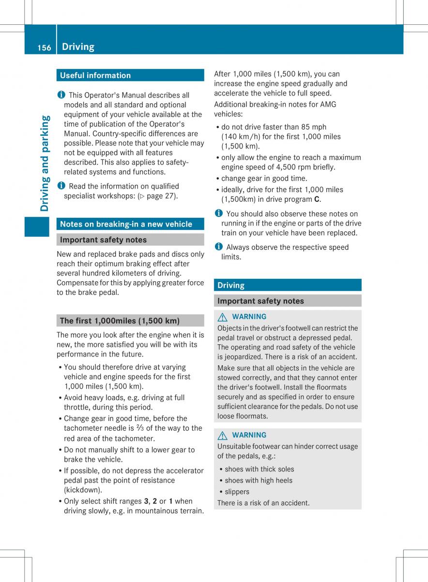 Mercedes Benz ML Class W166 owners manual / page 158