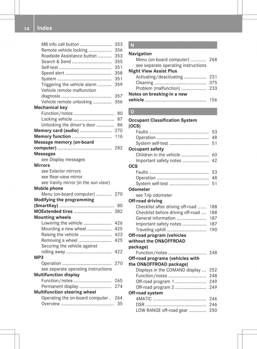 Mercedes Benz ML Class W166 owners manual / page 16