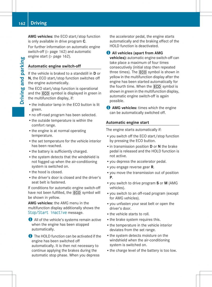 Mercedes Benz ML Class W166 owners manual / page 164