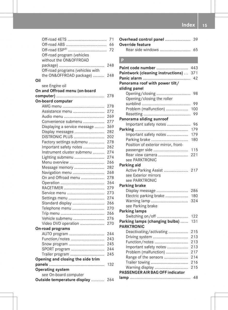 Mercedes Benz ML Class W166 owners manual / page 17