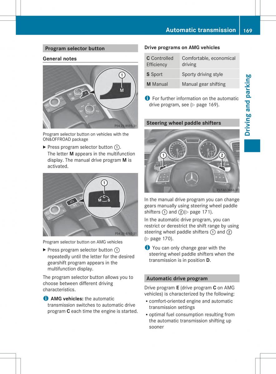 Mercedes Benz ML Class W166 owners manual / page 171