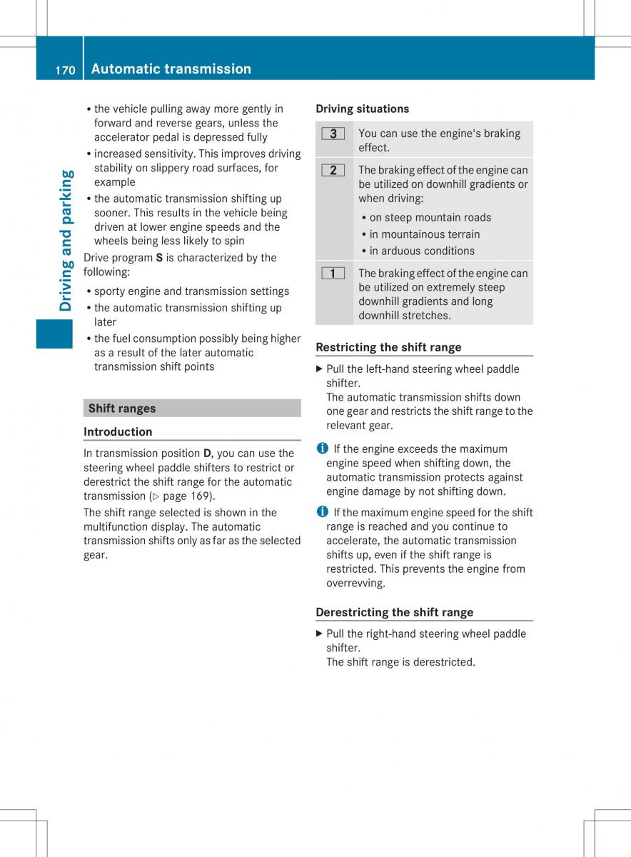 Mercedes Benz ML Class W166 owners manual / page 172