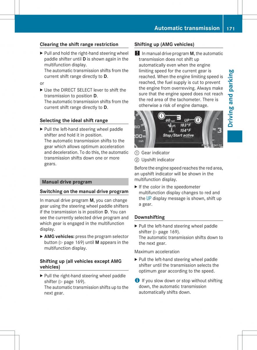 Mercedes Benz ML Class W166 owners manual / page 173