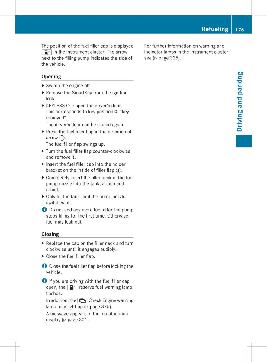 Mercedes Benz ML Class W166 owners manual / page 177