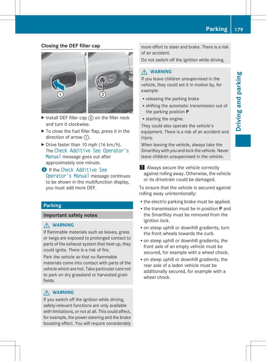 Mercedes Benz ML Class W166 owners manual / page 181