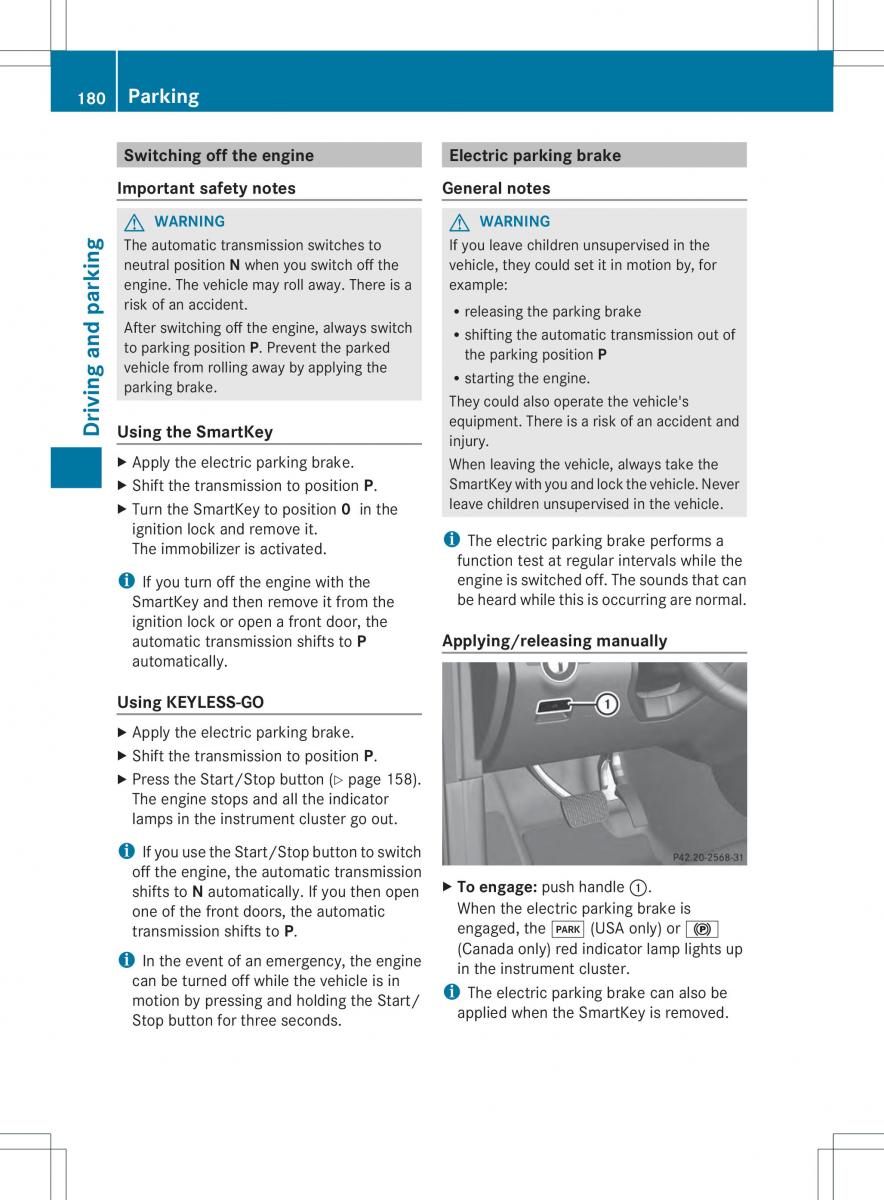 Mercedes Benz ML Class W166 owners manual / page 182