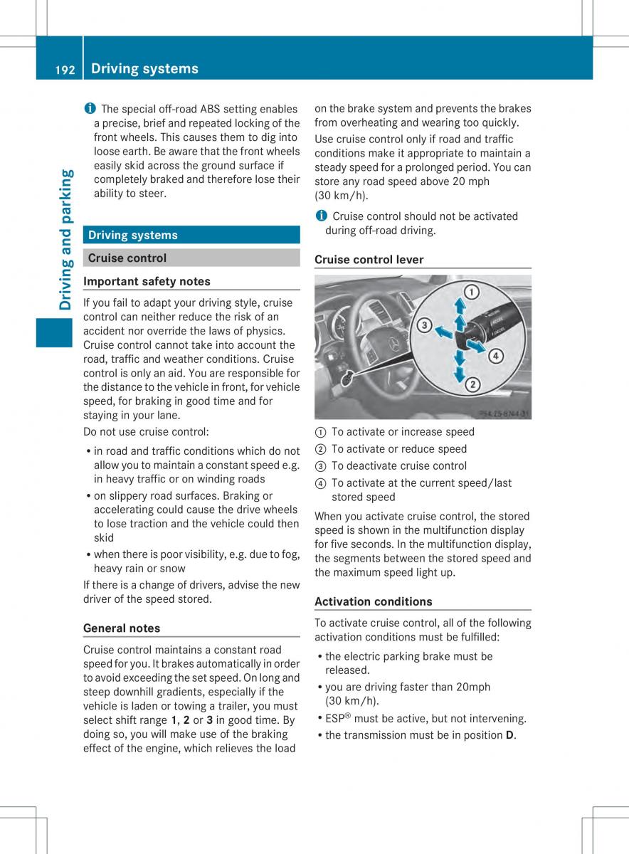 Mercedes Benz ML Class W166 owners manual / page 194