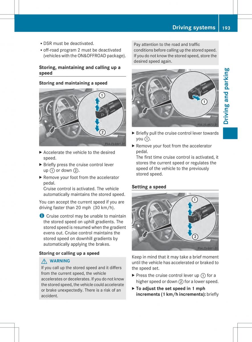 Mercedes Benz ML Class W166 owners manual / page 195