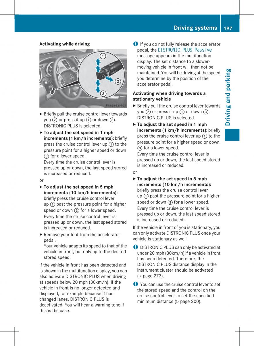 Mercedes Benz ML Class W166 owners manual / page 199