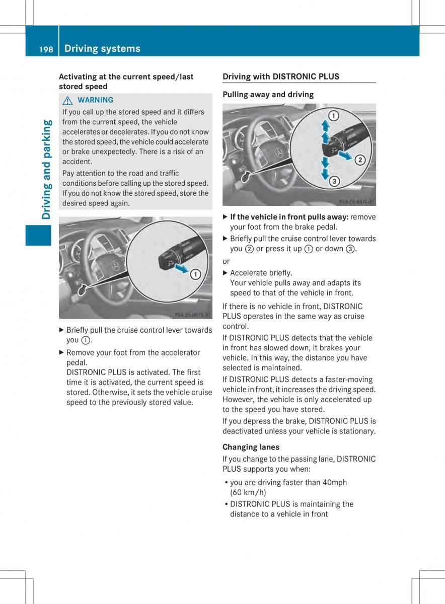 Mercedes Benz ML Class W166 owners manual / page 200