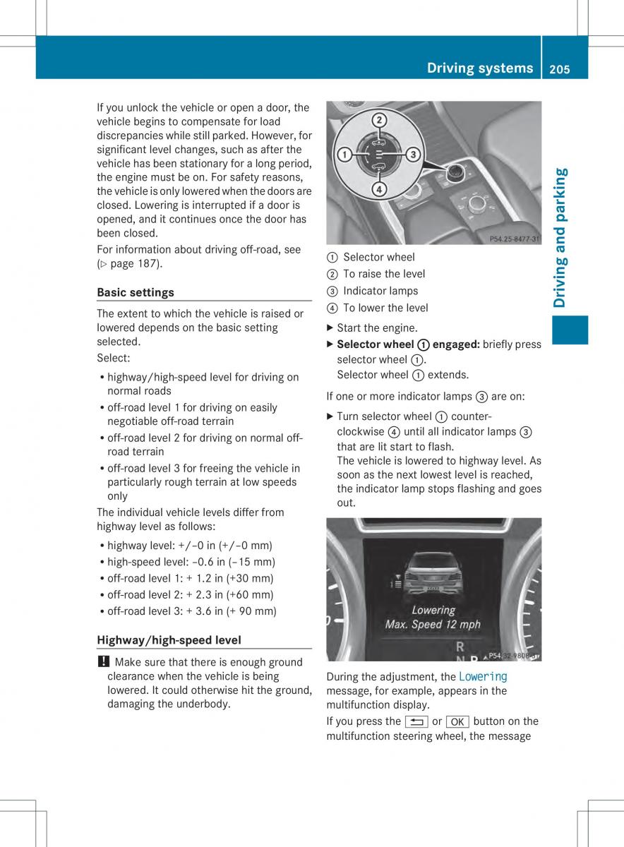 Mercedes Benz ML Class W166 owners manual / page 207