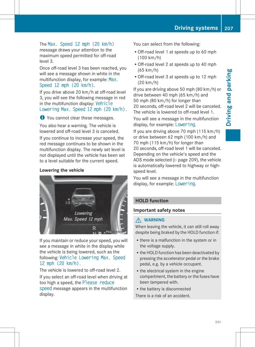 Mercedes Benz ML Class W166 owners manual / page 209