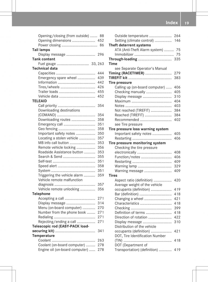 Mercedes Benz ML Class W166 owners manual / page 21