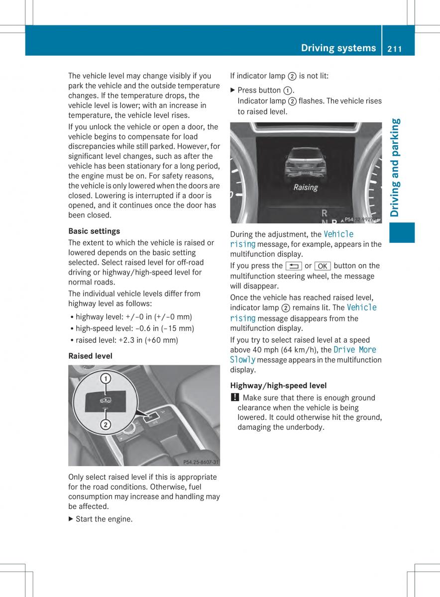 Mercedes Benz ML Class W166 owners manual / page 213