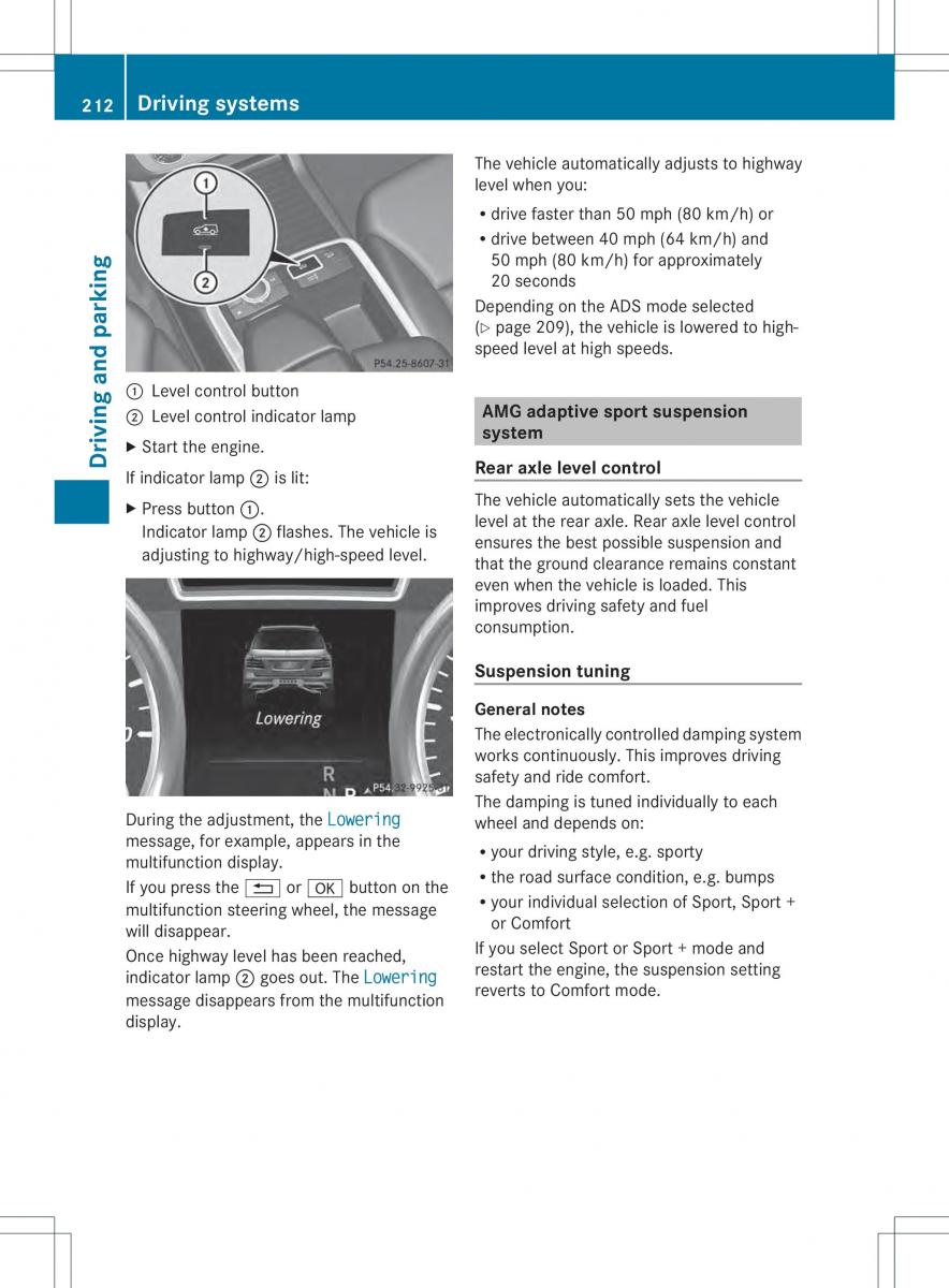 Mercedes Benz ML Class W166 owners manual / page 214