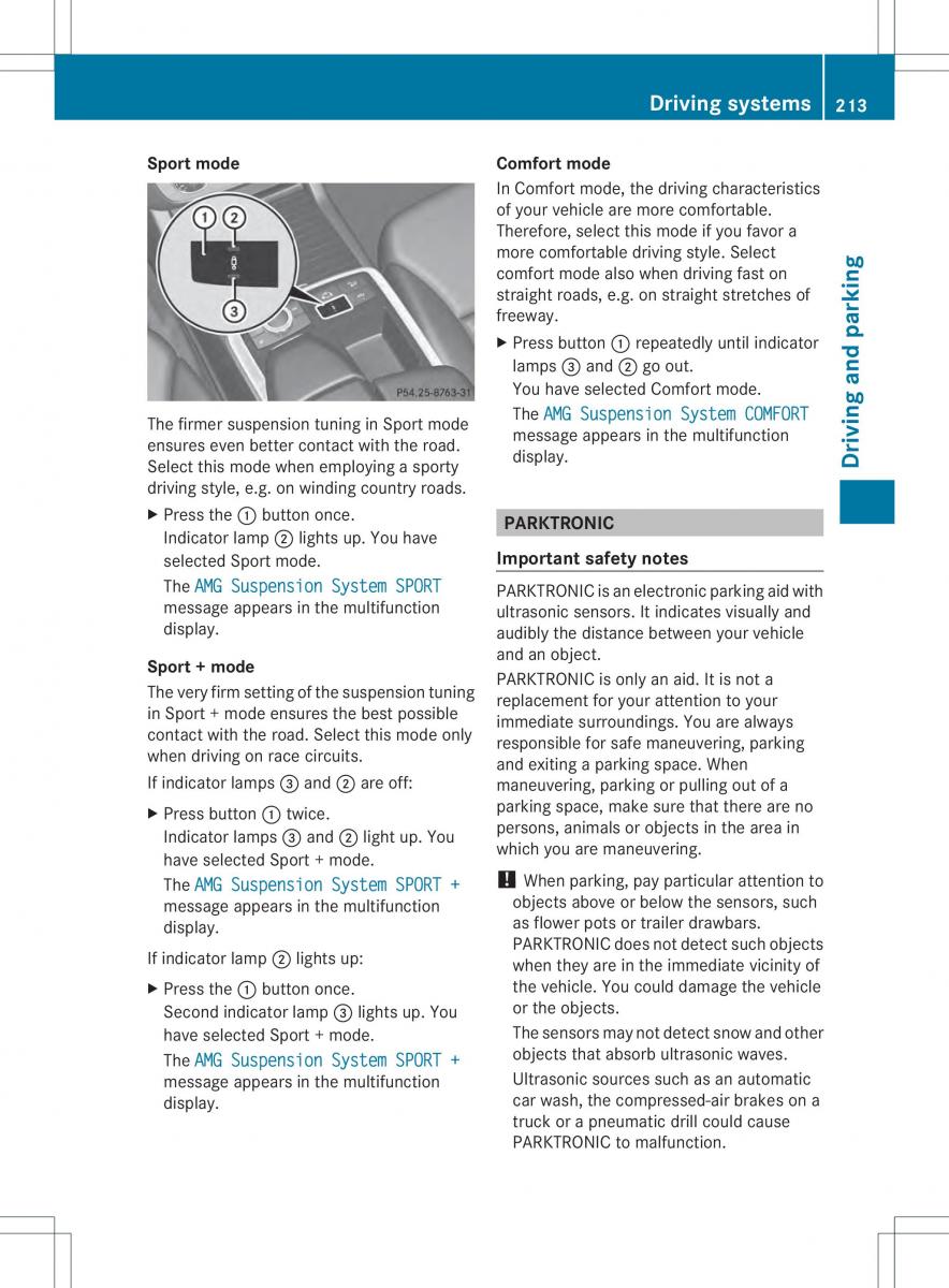 Mercedes Benz ML Class W166 owners manual / page 215