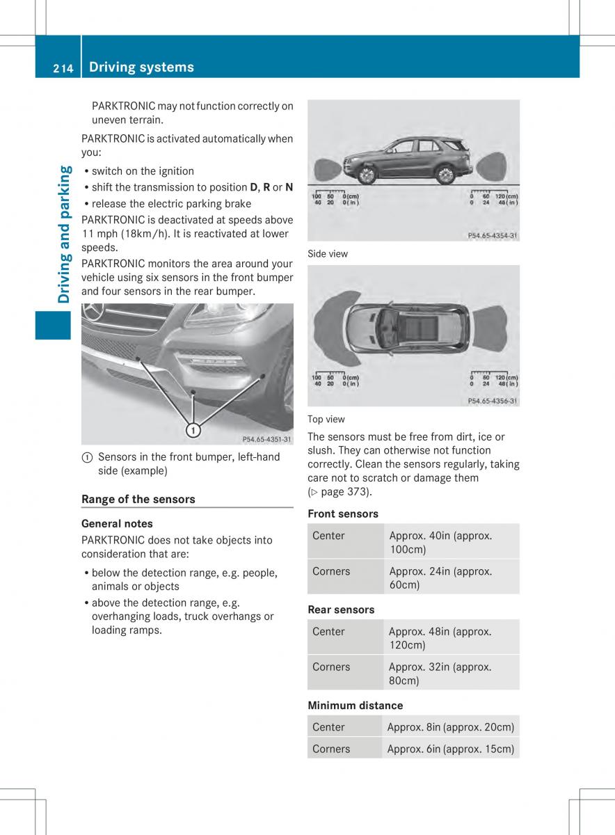 Mercedes Benz ML Class W166 owners manual / page 216