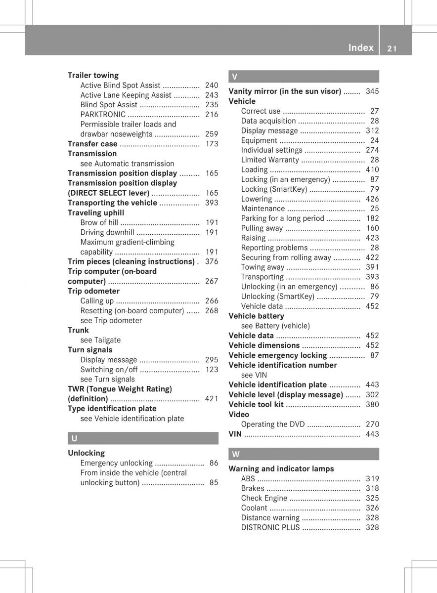 Mercedes Benz ML Class W166 owners manual / page 23