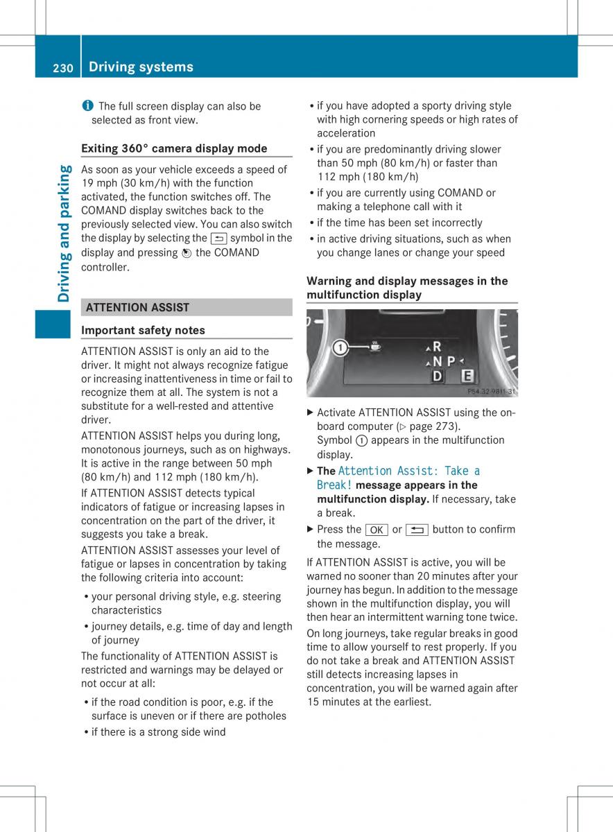 Mercedes Benz ML Class W166 owners manual / page 232