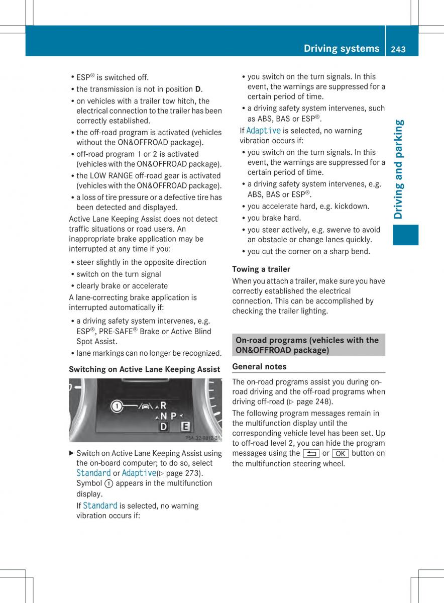 Mercedes Benz ML Class W166 owners manual / page 245