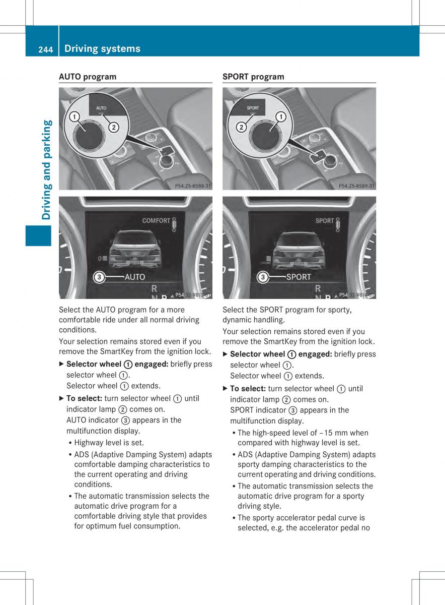 Mercedes Benz ML Class W166 owners manual / page 246