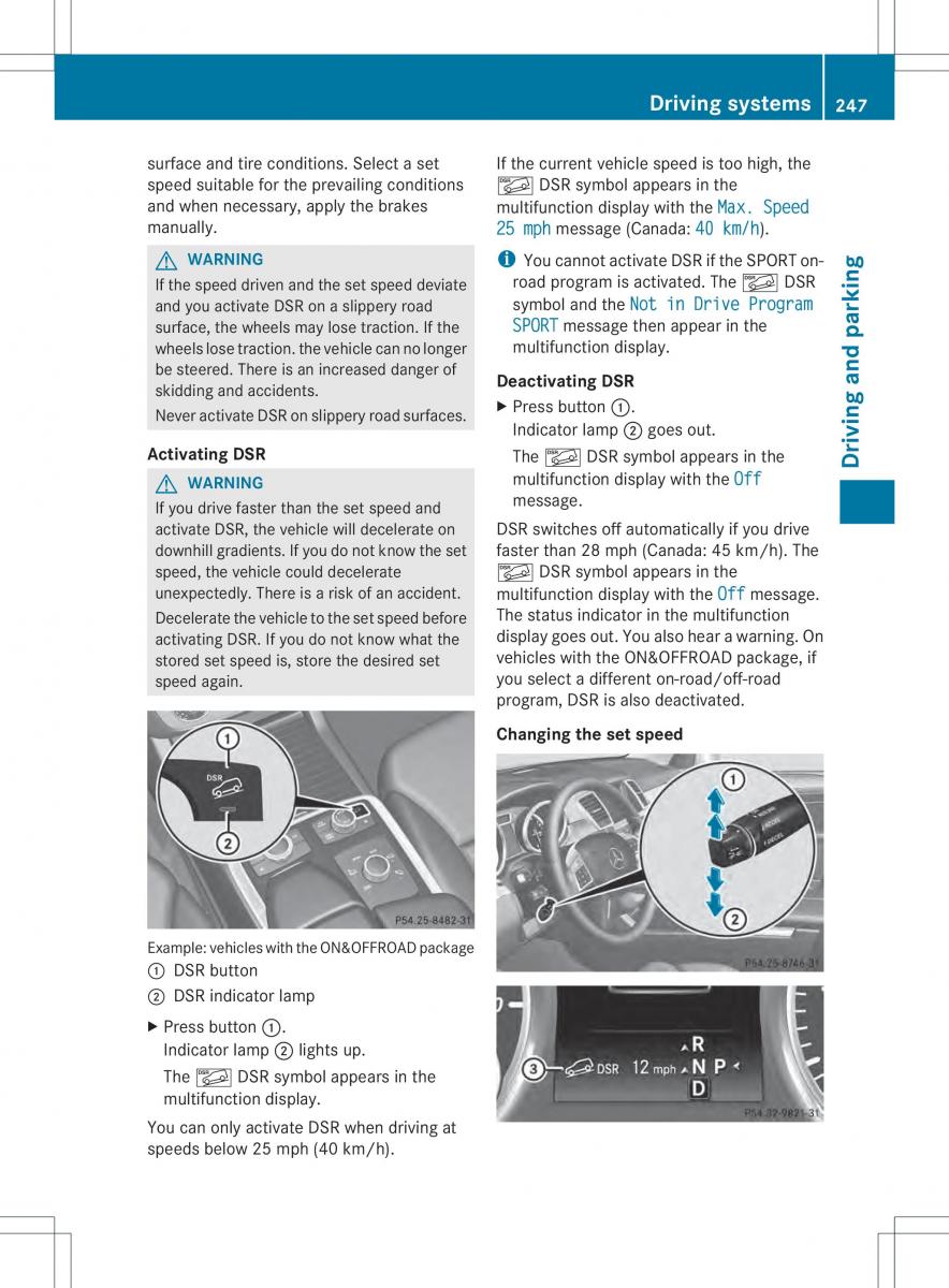 Mercedes Benz ML Class W166 owners manual / page 249