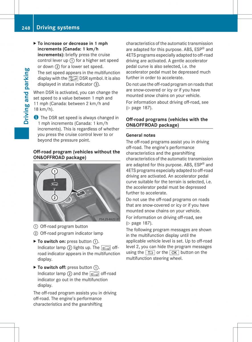 Mercedes Benz ML Class W166 owners manual / page 250