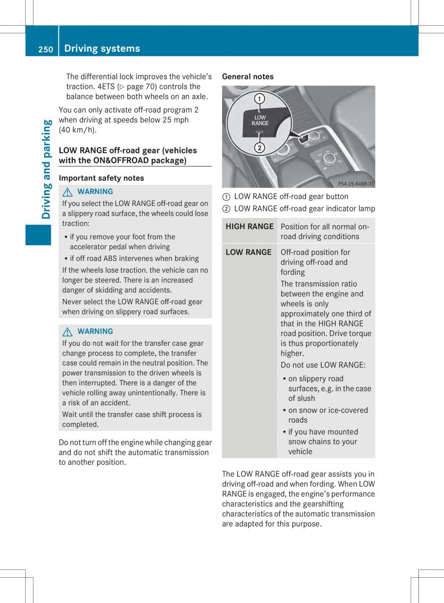 Mercedes Benz ML Class W166 owners manual / page 252