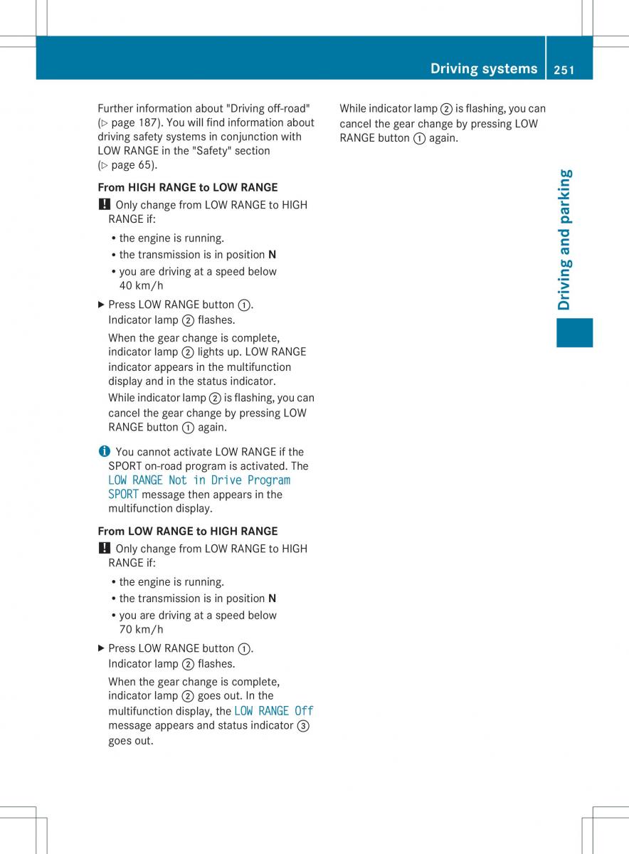 Mercedes Benz ML Class W166 owners manual / page 253