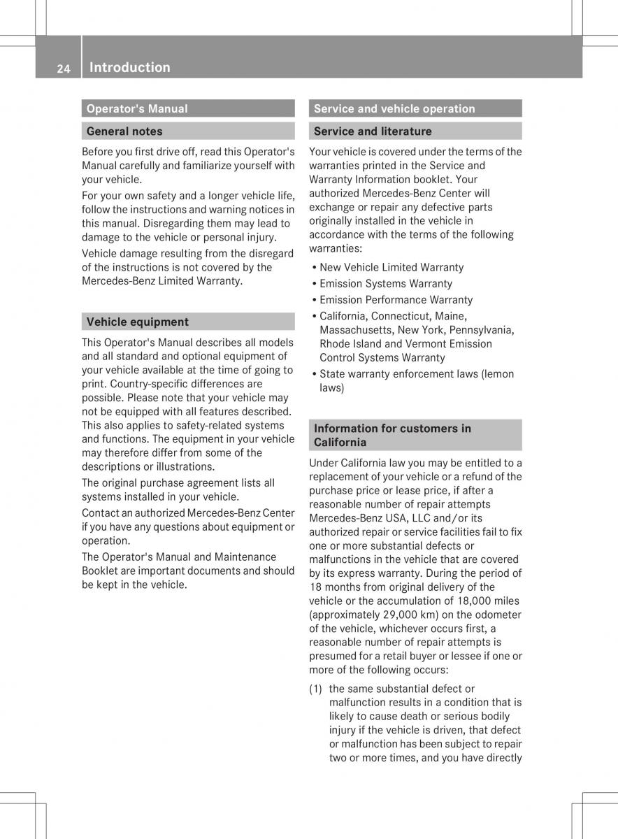 Mercedes Benz ML Class W166 owners manual / page 26