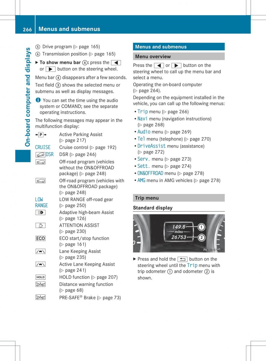 Mercedes Benz ML Class W166 owners manual / page 268