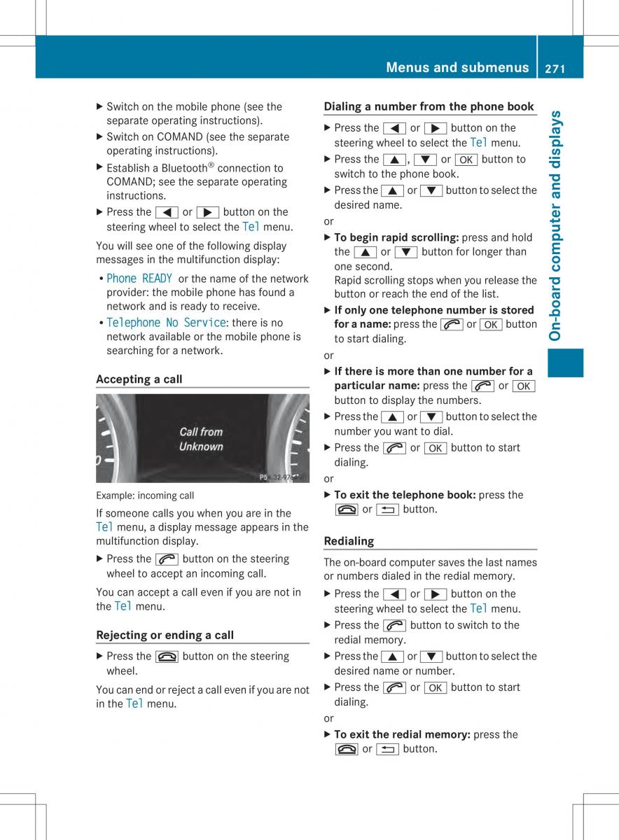 Mercedes Benz ML Class W166 owners manual / page 273