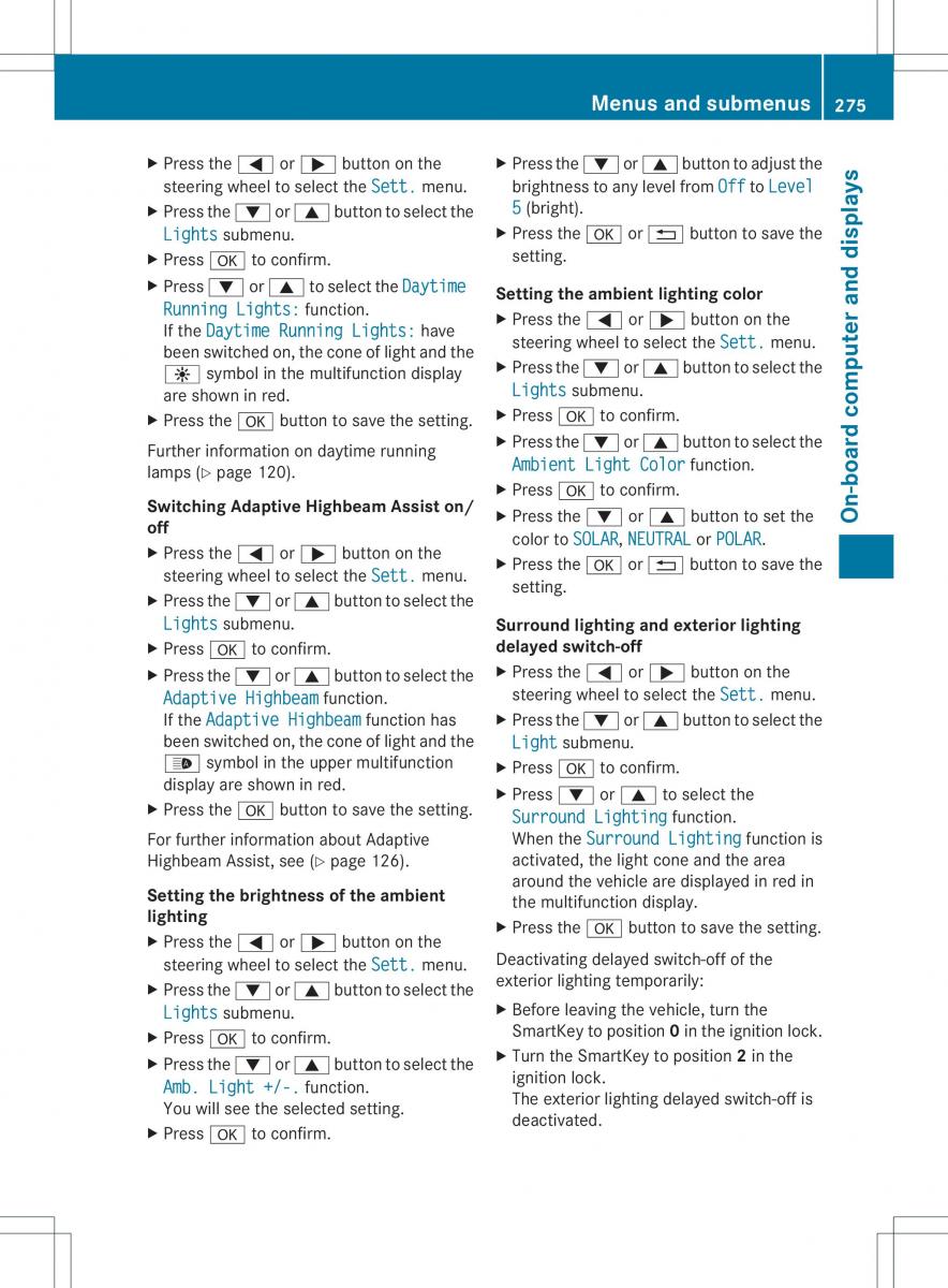 Mercedes Benz ML Class W166 owners manual / page 277