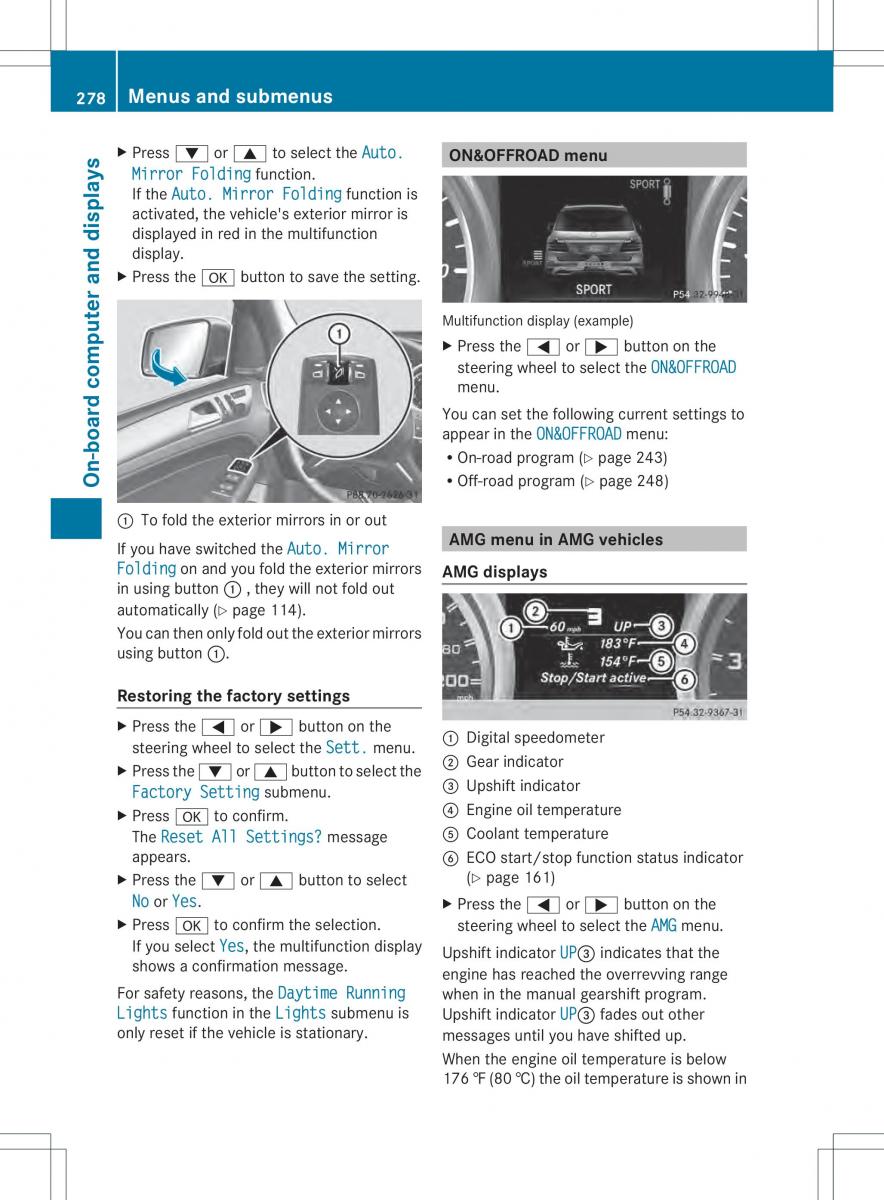 Mercedes Benz ML Class W166 owners manual / page 280