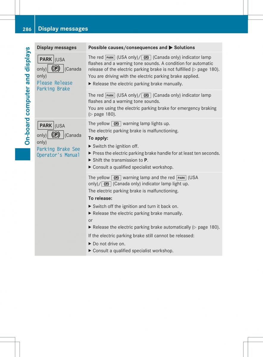 Mercedes Benz ML Class W166 owners manual / page 288