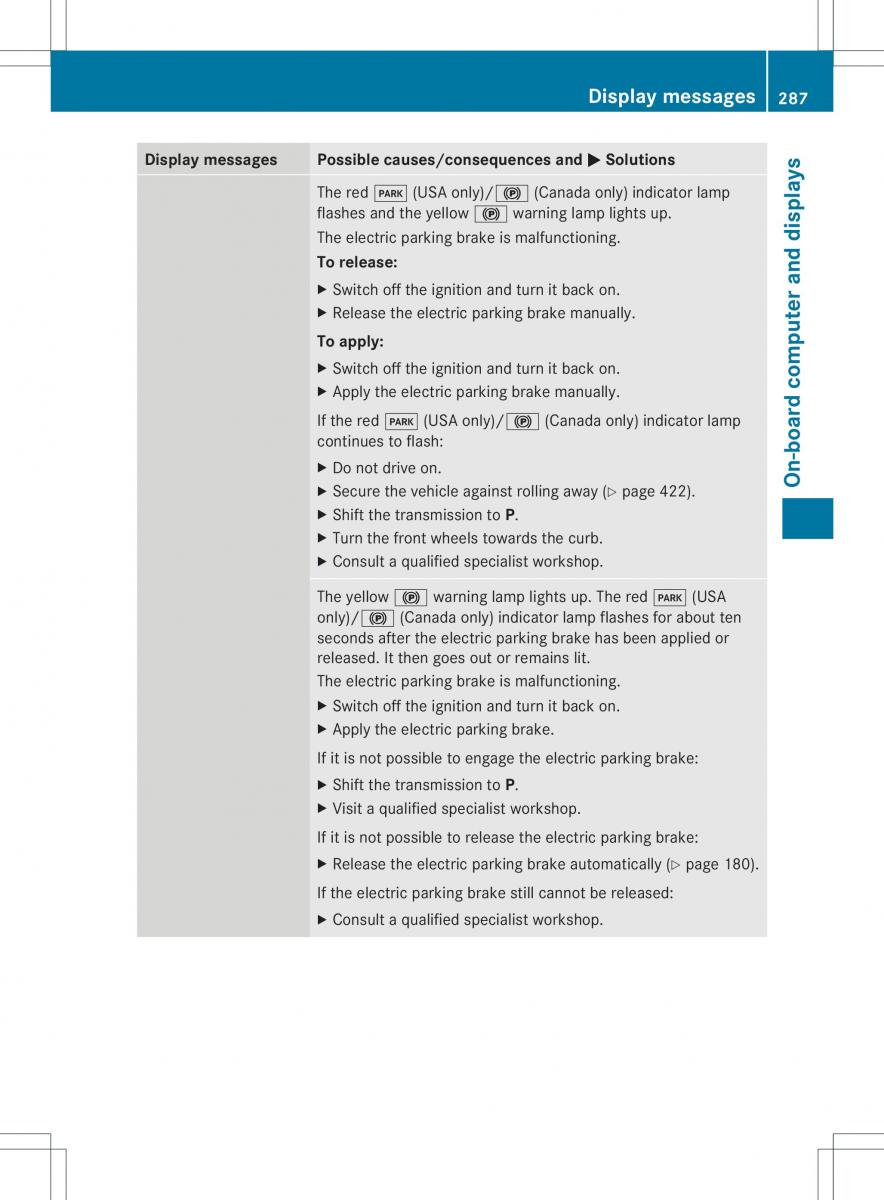 Mercedes Benz ML Class W166 owners manual / page 289