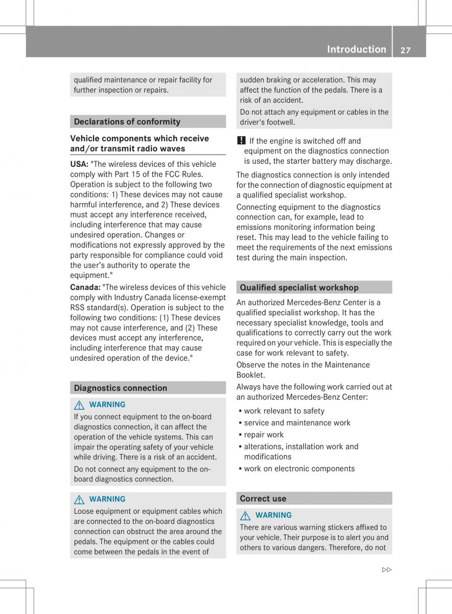 Mercedes Benz ML Class W166 owners manual / page 29