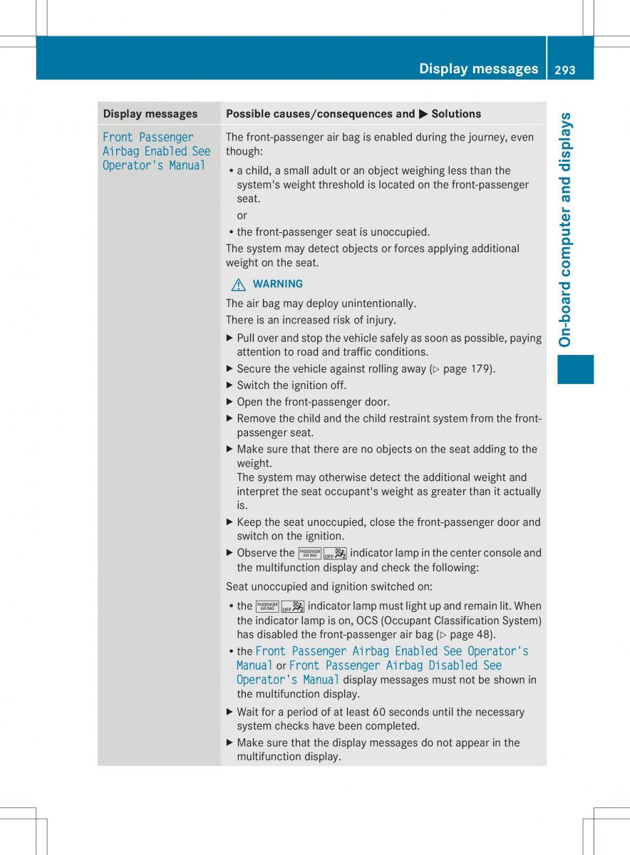 Mercedes Benz ML Class W166 owners manual / page 295