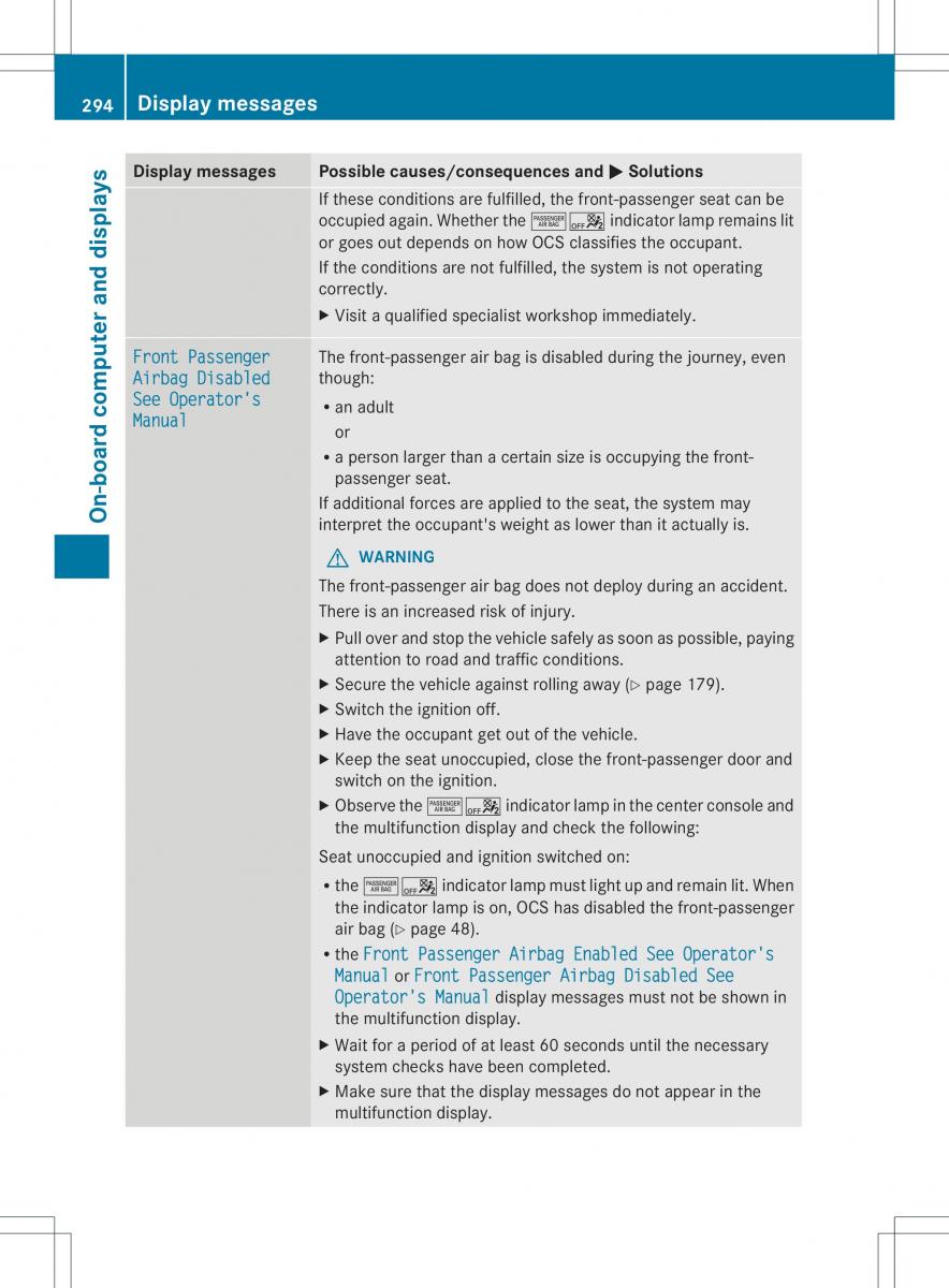 Mercedes Benz ML Class W166 owners manual / page 296