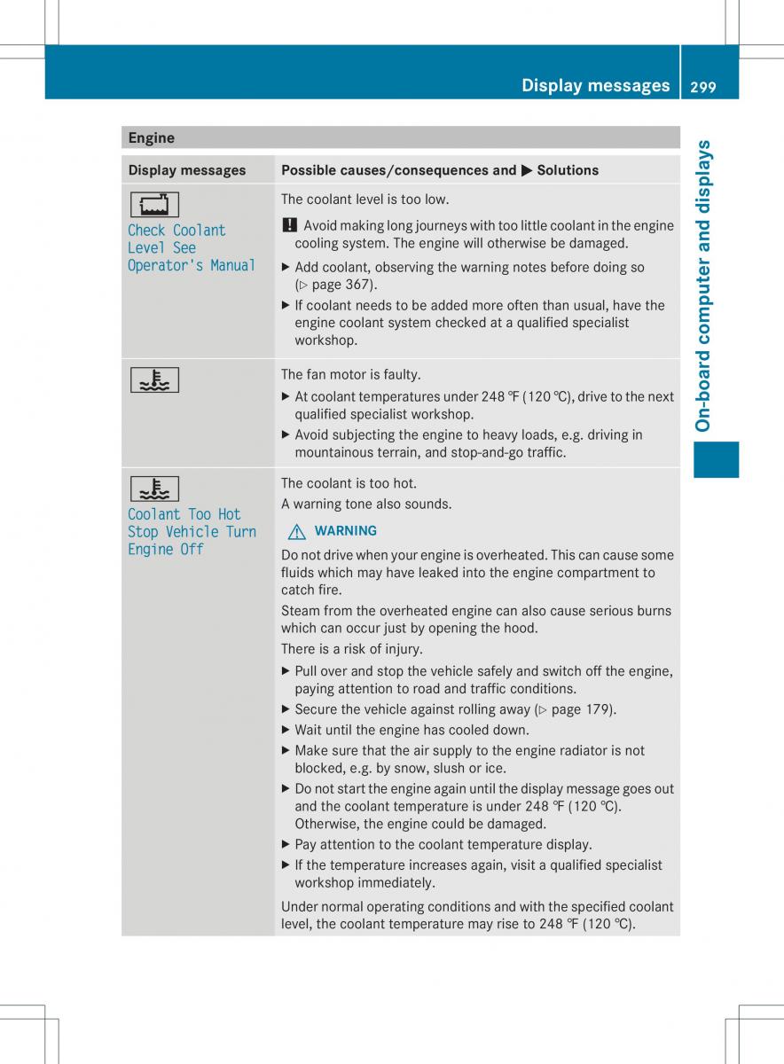 Mercedes Benz ML Class W166 owners manual / page 301