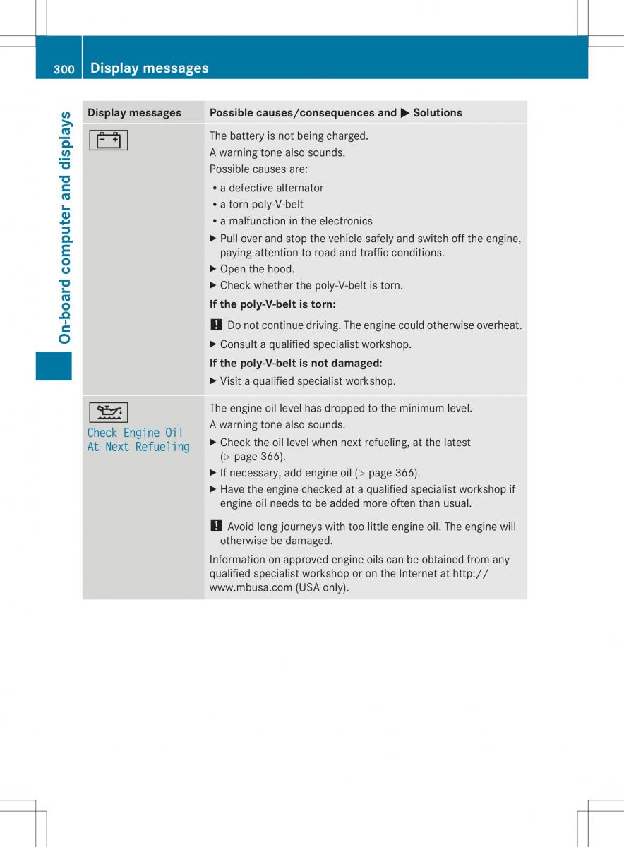 Mercedes Benz ML Class W166 owners manual / page 302