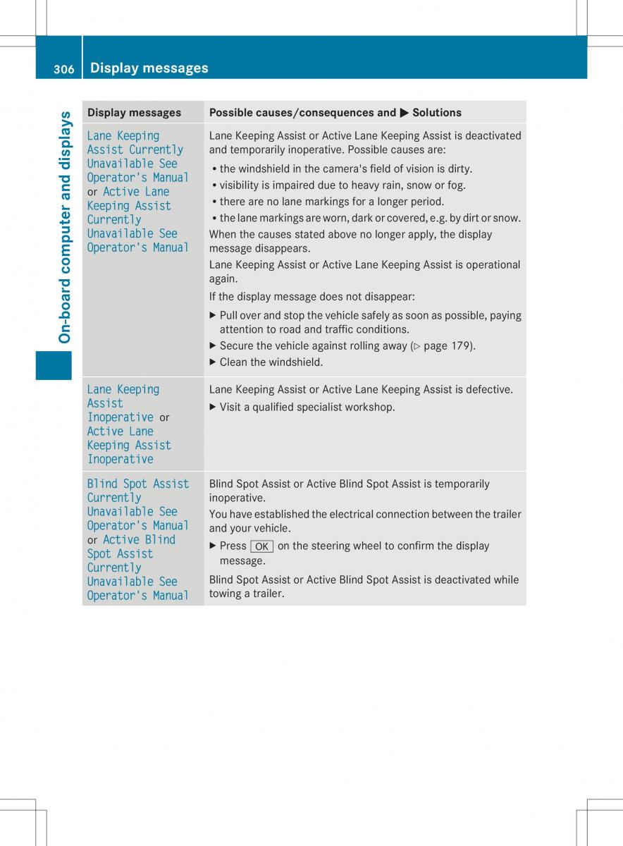 Mercedes Benz ML Class W166 owners manual / page 308