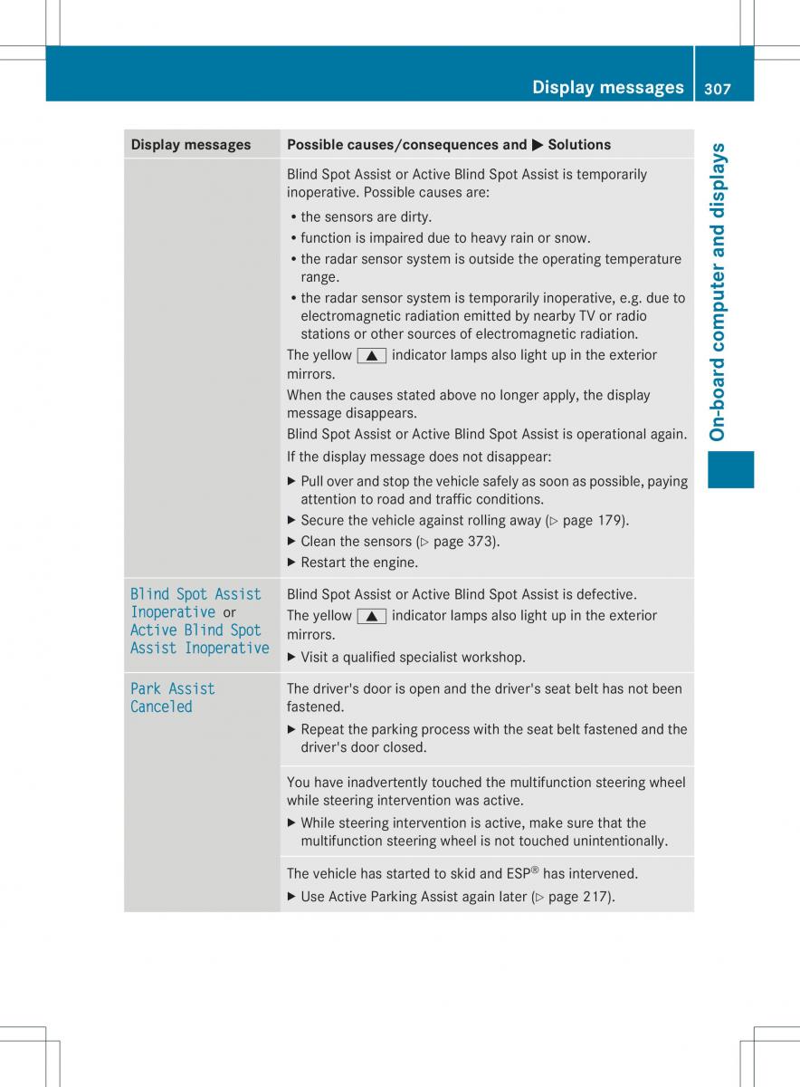 Mercedes Benz ML Class W166 owners manual / page 309