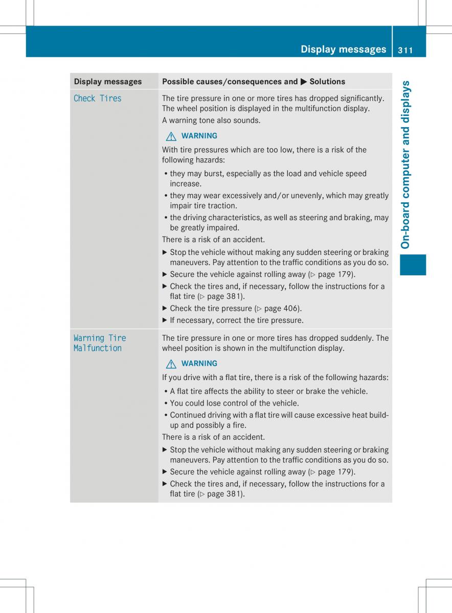 Mercedes Benz ML Class W166 owners manual / page 313