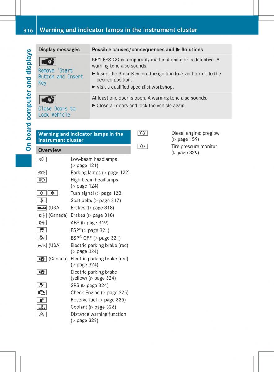 Mercedes Benz ML Class W166 owners manual / page 318