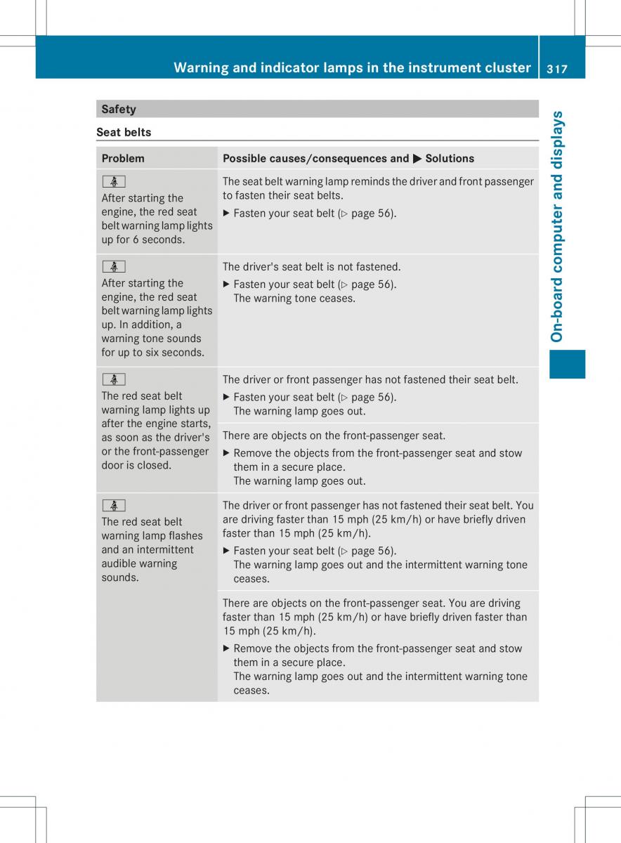 Mercedes Benz ML Class W166 owners manual / page 319