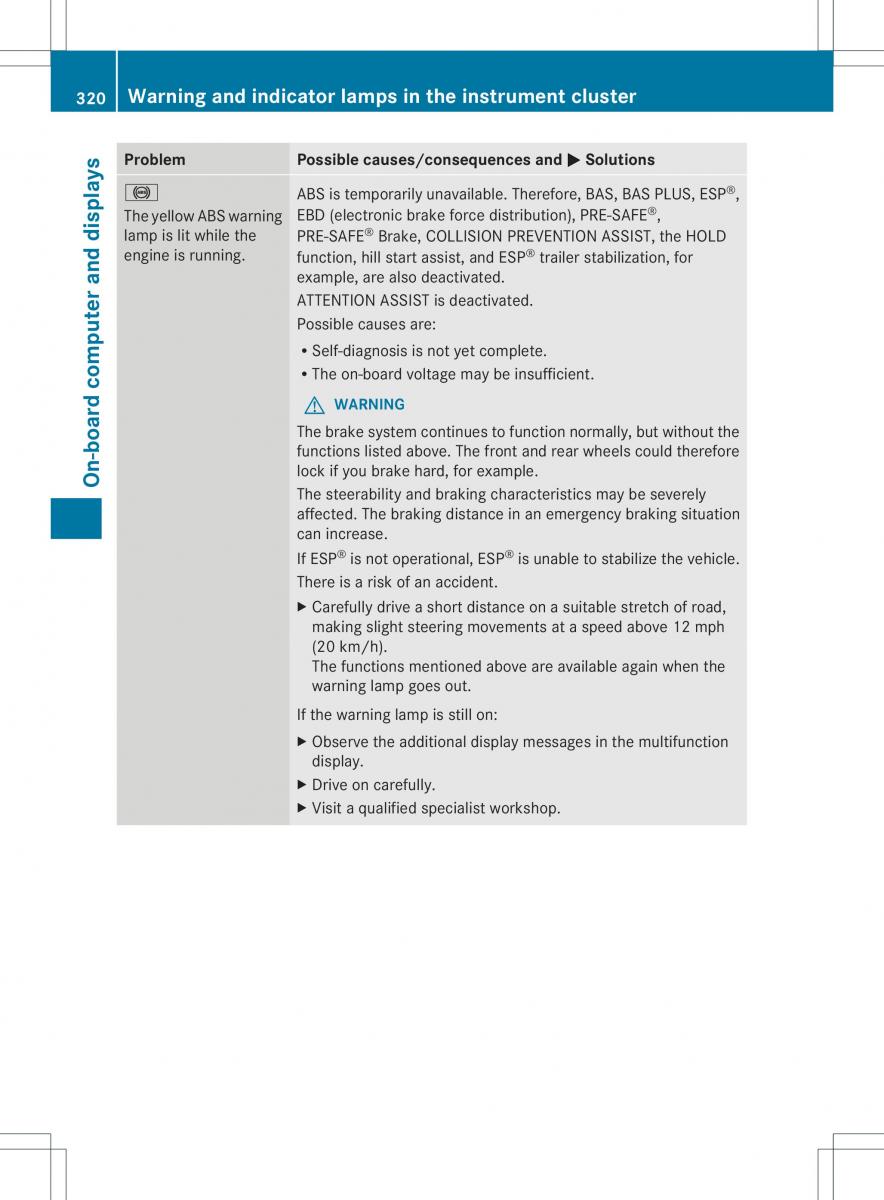 Mercedes Benz ML Class W166 owners manual / page 322