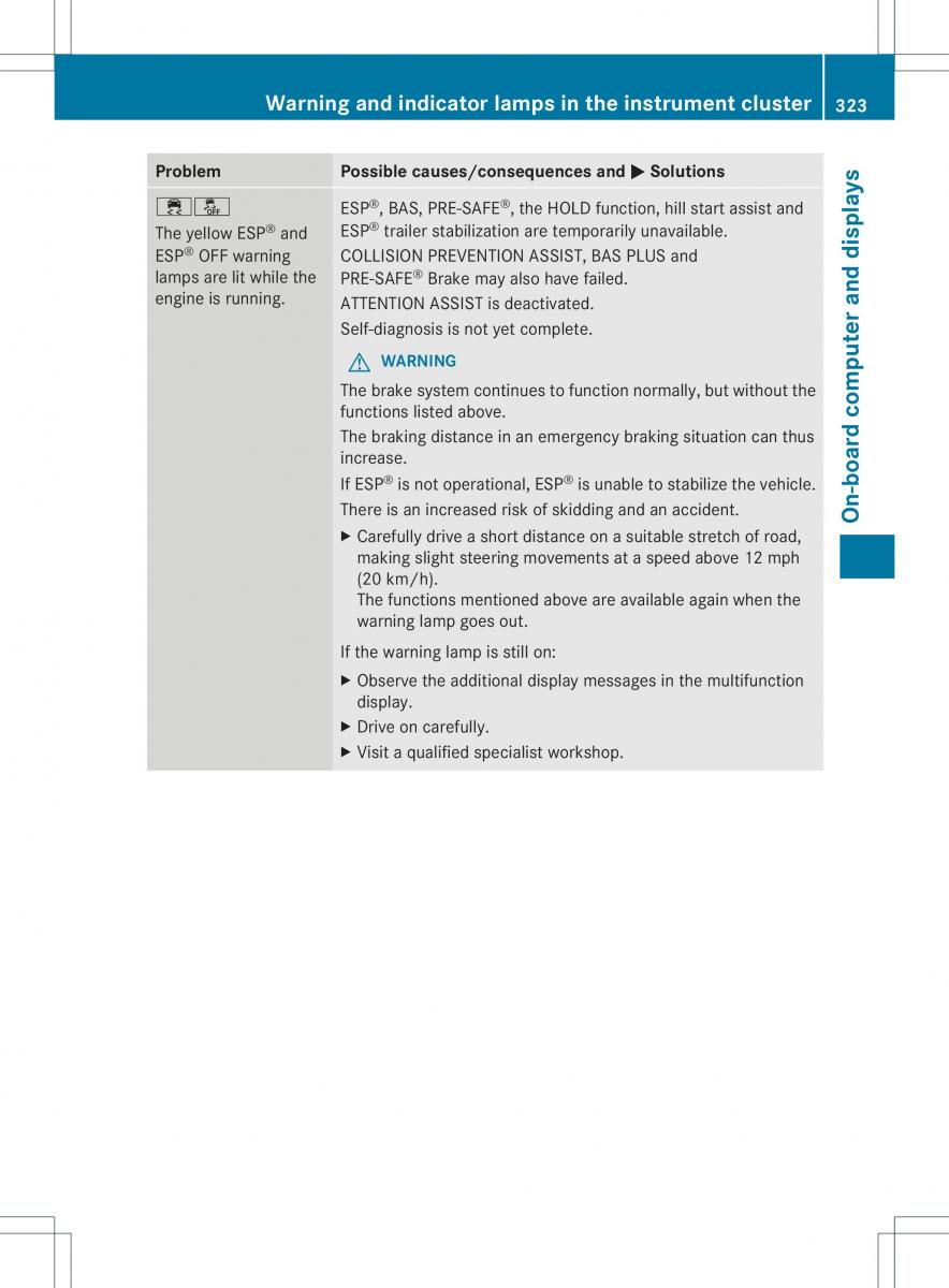 Mercedes Benz ML Class W166 owners manual / page 325