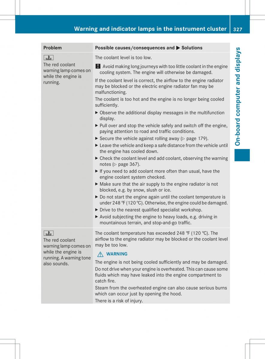 Mercedes Benz ML Class W166 owners manual / page 329