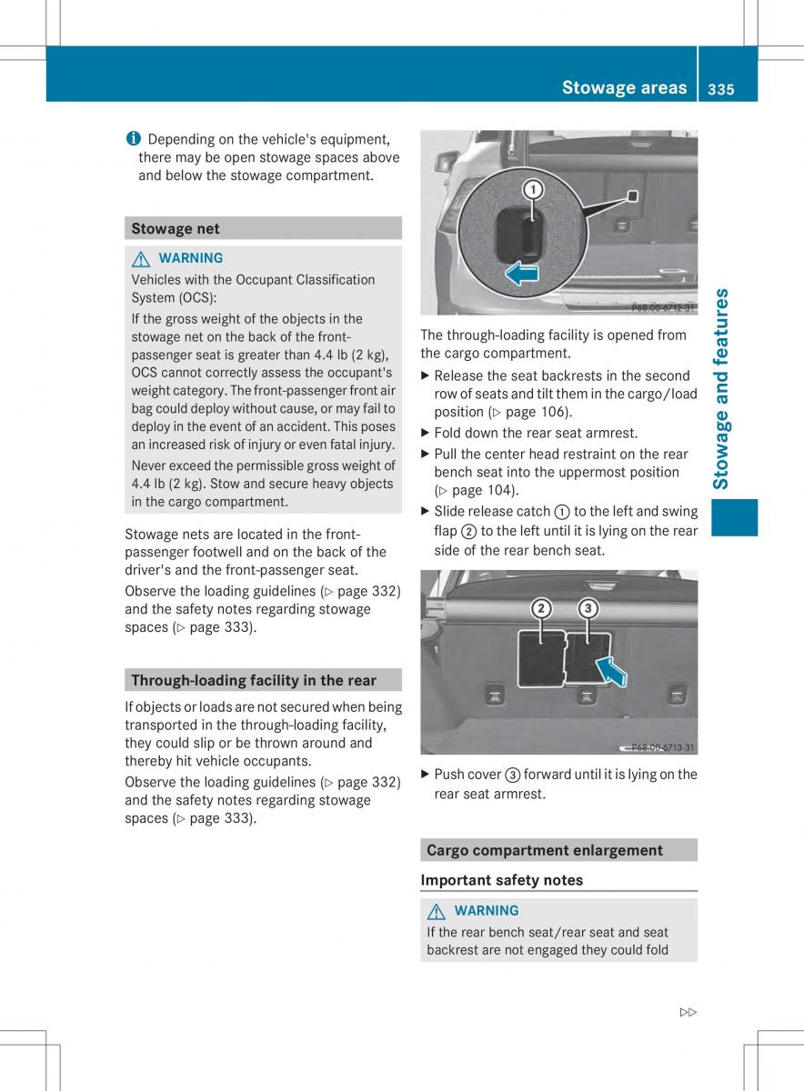 Mercedes Benz ML Class W166 owners manual / page 337